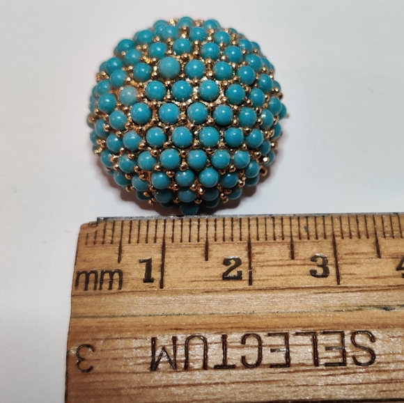 Signed Marcel Boucher Turquoise Ball Sphere Brooch - Picture 11 of 15